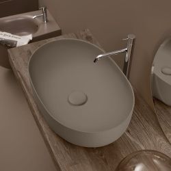 Umywalka ceramiczna nablatowa owalna 60x40 cm jasny brąz Kerasan Nolita 534381