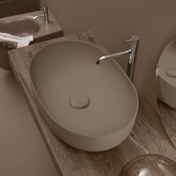 Umywalka ceramiczna nablatowa owalna 60x40 cm brąz mat Kerasan Nolita 534388