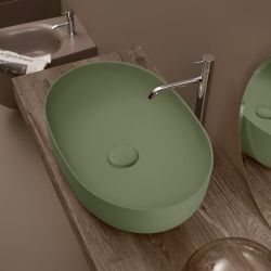 Umywalka ceramiczna nablatowa owalna 60x40 cm zielony Kerasan Nolita 534311
