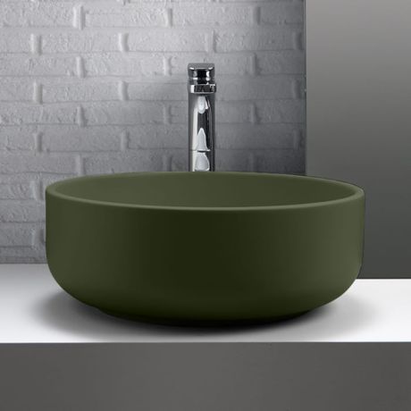 Przejdź do produktu Umywalka ceramiczna nablatowa okrągła 46 cm zielony Kerasan Nolita 430211