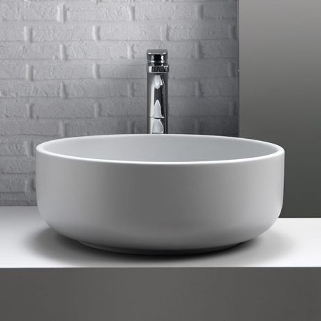 Przejdź do produktu Umywalka ceramiczna nablatowa okrągła 46 cm Kerasan Nolita 430230 biały mat