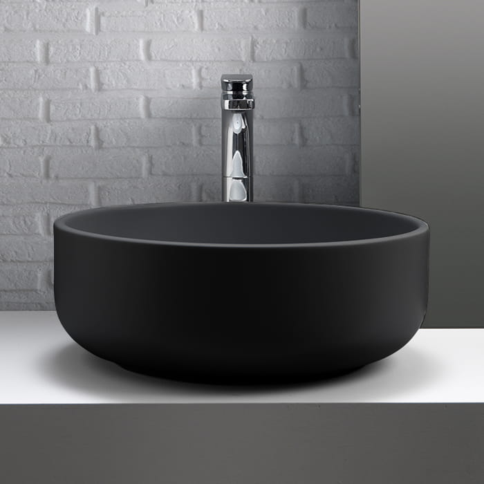 Umywalka ceramiczna nablatowa okrągła 46 cm czarny mat Kerasan Nolita 430231