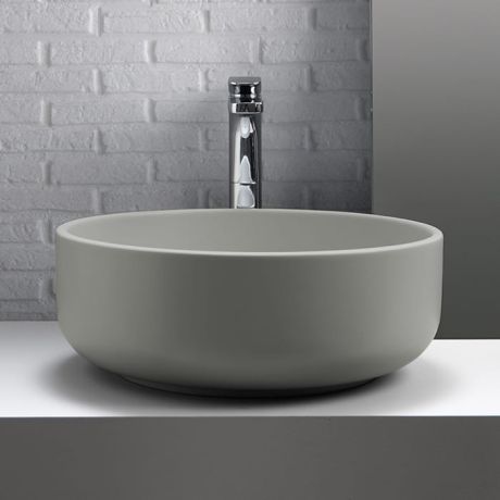 Przejdź do produktu Umywalka ceramiczna nablatowa okrągła 46 cm szary mat Kerasan Nolita 430259