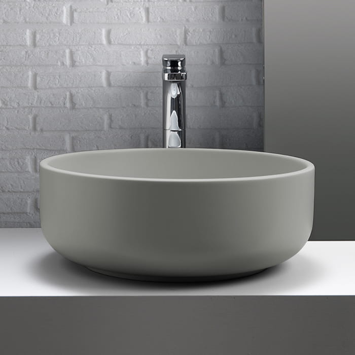 Umywalka ceramiczna nablatowa okrągła 46 cm szary mat Kerasan Nolita 430259