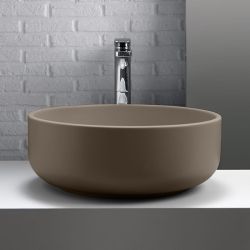 Umywalka ceramiczna nablatowa okrągła 46 cm jasny brąz Kerasan Nolita 430281