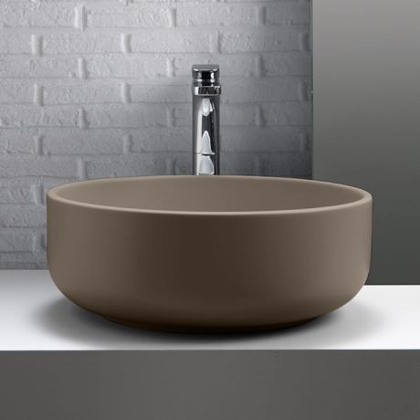 Przejdź do produktu Umywalka ceramiczna nablatowa okrągła 46 cm jasny brąz Kerasan Nolita 430281