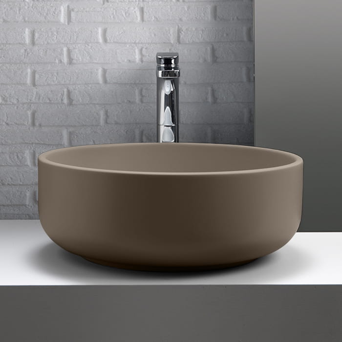 Umywalka ceramiczna nablatowa okrągła 46 cm jasny brąz Kerasan Nolita 430281