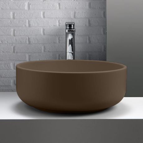 Przejdź do produktu Umywalka ceramiczna nablatowa okrągła 46 cm brąz mat Kerasan Nolita 430288