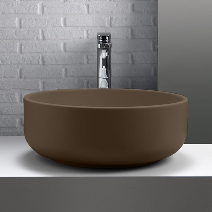Umywalka ceramiczna nablatowa okrągła 46 cm brąz mat Kerasan Nolita 430288