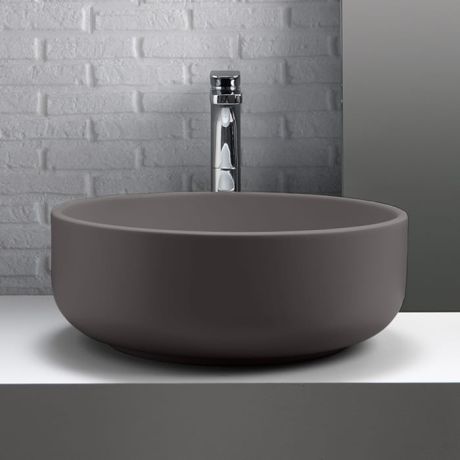 Przejdź do produktu Umywalka ceramiczna nablatowa okrągła 46 cm ciemny szary mat Kerasan Nolita 430289