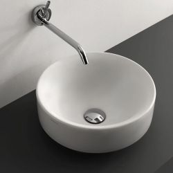 Umywalka ceramiczna nablatowa okrągła 35 cm Kerasan Nolita 355830 biały mat