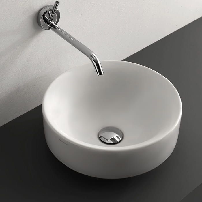 Umywalka ceramiczna nablatowa okrągła 35 cm Kerasan Nolita 355830 biały mat