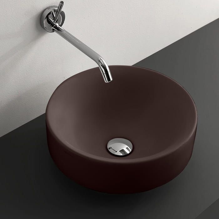 Umywalka ceramiczna nablatowa okrągła 35 cm burgunt mat Kerasan Nolita 355875