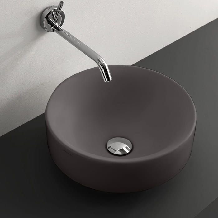 Umywalka ceramiczna nablatowa okrągła 35 cm ciemny szary mat Kerasan Nolita 355889