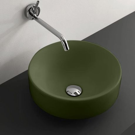 Przejdź do produktu Umywalka ceramiczna stawiana na blat okrągła 35 cm zielony Kerasan Nolita 355811