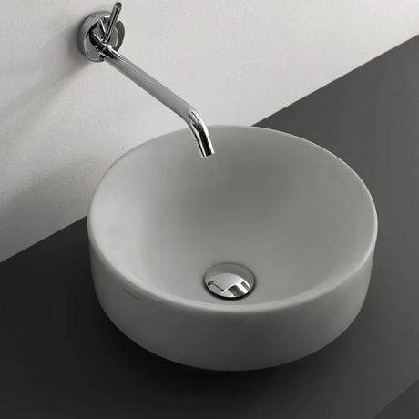 Przejdź do produktu Umywalka ceramiczna wpuszczana w blat okrągła 35 cm szary mat Kerasan Nolita 355859