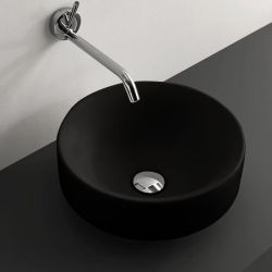 Umywalka ceramiczna wpuszczana w blat okrągła 45 cm czarny mat Kerasan Nolita 355731