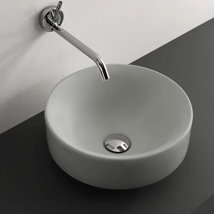 Umywalka ceramiczna wpuszczana w blat okrągła 45 cm szary mat Kerasan Nolita 355759