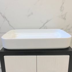 Umywalka nablatowa prostokątna 70x43 cm Kerasan Nolita 460201 biały połysk