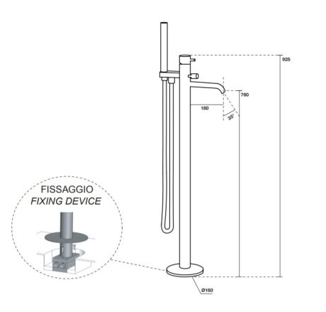 Przejdź do produktu Bateria wannowa podłogowa 93 cm czarny mat Kerasan Nolita 9230331