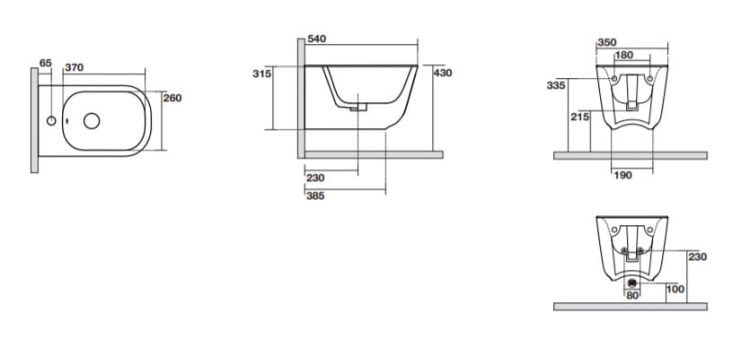 Bidet wiszący 35x55 cm Kerasan Tribeca 5125
