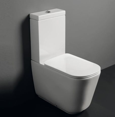 Przejdź do produktu Kompakt WC miska 35x69 cm Kerasan Tribeca 511701+378101+750990+519101 biały połysk