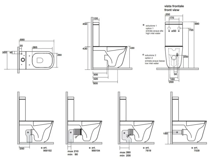 Kompakt WC miska 35x69 cm Kerasan Tribeca 5117
