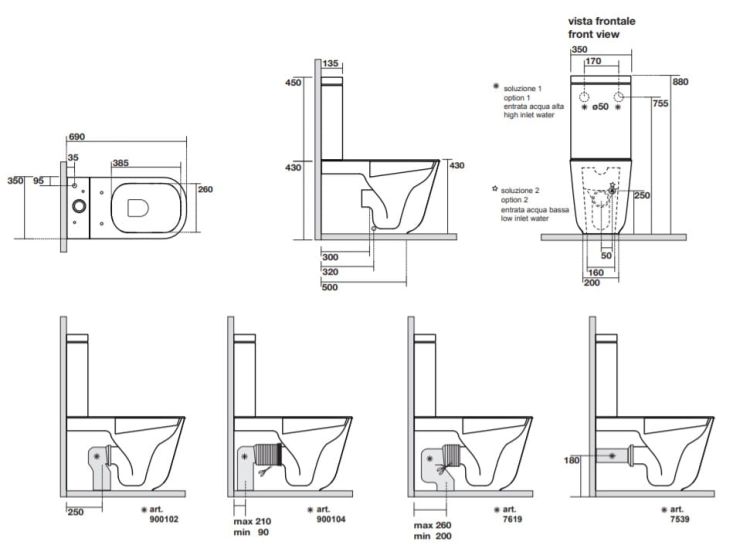 Kompakt WC miska 35x69 cm Kerasan Tribeca 5117