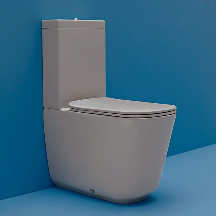 Kompakt WC miska 35x69 cm szary mat Kerasan Tribeca 511759+378159+750990+519159