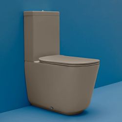 Kompakt WC miska 35x69 cm jasny brąz Kerasan Tribeca 511781+378181+750990+519181