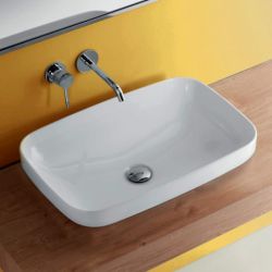 Umywalka ceramiczna nablatowa 60x38 cm Kerasan Tribeca 514301 biały połysk