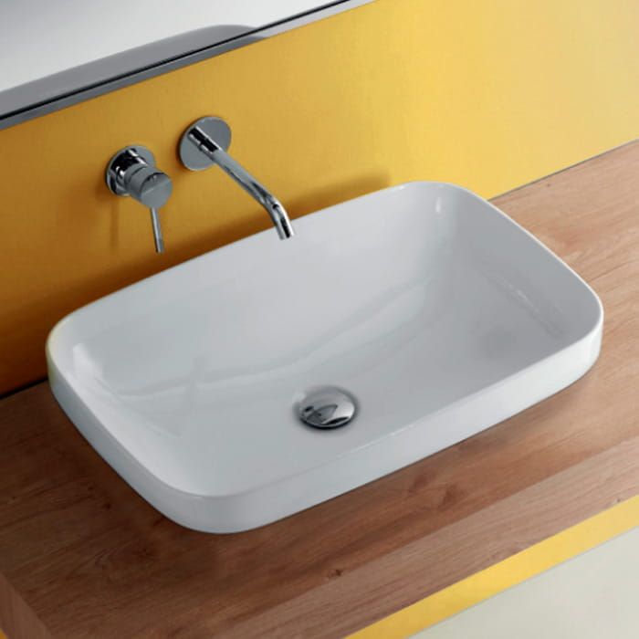 Umywalka ceramiczna nablatowa 60x38 cm Kerasan Tribeca 514301 biały połysk