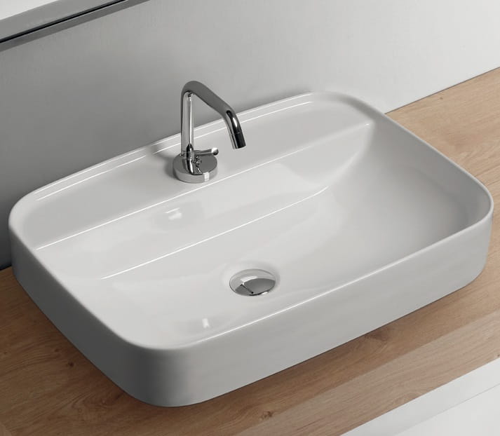 Umywalka ceramiczna nablatowa 60x43 cm Kerasan Tribeca 514001 biały połysk