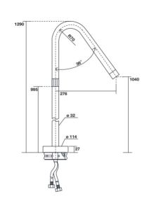 Bateria umywalkowa podłogowa 129 cm stal satynowa Kerasan Aquatech 756198