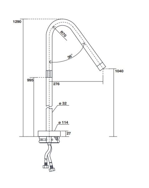 Bateria umywalkowa podłogowa 129 cm stal satynowa Kerasan Aquatech 756198