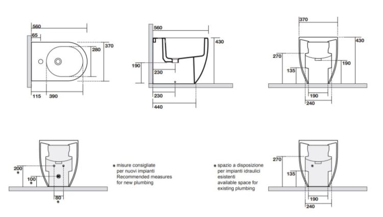 Bidet stojący 37x56 cm Kerasan Flo 312201 biały połysk
