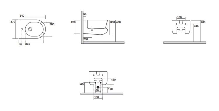 Bidet wiszący 37x54 cm Kerasan Flo 3123