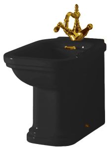 Czarny bidet stojący z wykończeniem bronzo Kerasan Waldorf 4121K6