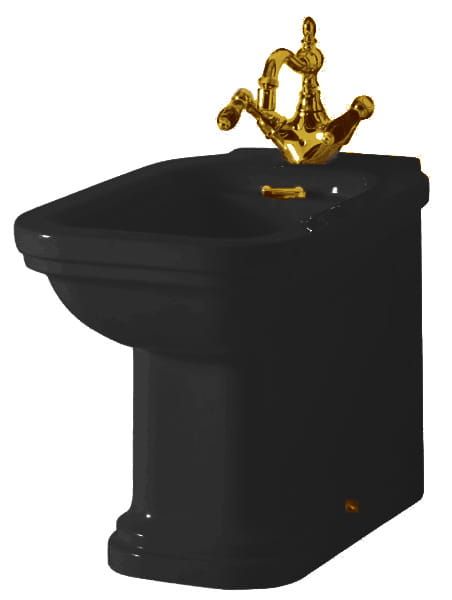 Czarny bidet stojący z wykończeniem bronzo Kerasan Waldorf 4121K6