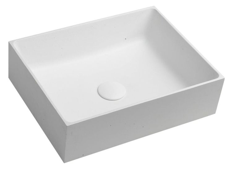 FORMIGO umywalka betonowa, 47,5x13x36,5 cm, naturalna biala