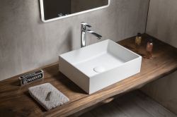 FORMIGO umywalka betonowa, 47,5x13x36,5 cm, naturalna biala