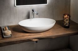 FORMIGO umywalka betonowa, 60x14,5x40,5 cm, naturalna biala