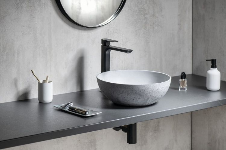 FORMIGO umywalka betonowa, średnica 39 cm, szara