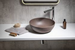 FORMIGO umywalka betonowa, średnica 39 cm, ciemny brąz