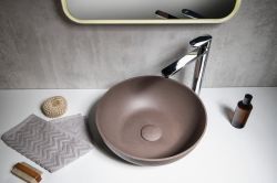 FORMIGO umywalka betonowa, średnica 39 cm, ciemny brąz