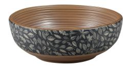PRIORI umywalka ceramiczna, średnica 41 cm, 15 cm, brązowa z niebieskim wzorem