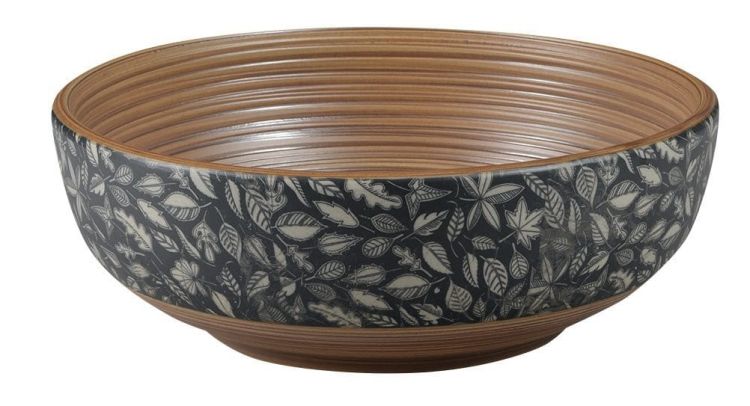PRIORI umywalka ceramiczna, średnica 41 cm, 15 cm, brązowa z niebieskim wzorem