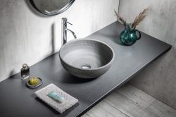 PRIORI umywalka ceramiczna, średnica 41 cm, 15 cm, szara ze wzorem
