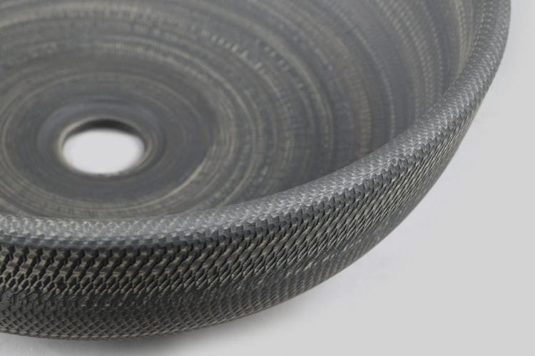 PRIORI umywalka ceramiczna, średnica 41 cm, 15 cm, szara ze wzorem