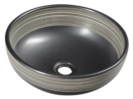 Przejdź do produktu PRIORI umywalka ceramiczna nablatowa Ø 41cm, czarny z białym wzorem